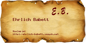 Ehrlich Babett névjegykártya